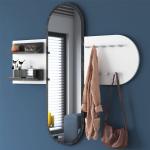 Wall-Mounted Coat Rack with Full-Length Mirror – Marble Pattern, White Hallway Unit