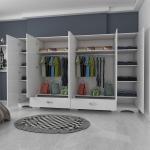 Spacious Wardrobe – 6 Doors, 2 Drawers, 12 Shelves, 2 Hanging Rods, Single Module, White