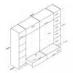 Spacious Wardrobe – 6 Doors, 2 Drawers, 12 Shelves, 2 Hanging Rods, Single Module, White