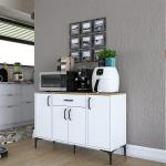 Coffee Corner Multi-purpose Cabinet, 4 Doors, 1 Drawer, Kitchen Pantry Cabinet, White - Walnut Basket