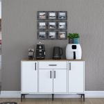 Coffee Corner Multi-purpose Cabinet, 4 Doors, 1 Drawer, Kitchen Pantry Cabinet, White - Walnut Basket