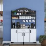 Coffee Corner Multi-Purpose Cabinet 4 Doors 1 Drawer Kitchen Storage Cabinet White