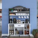 Coffee Corner Multi-Purpose Cabinet 4 Doors 1 Drawer Kitchen Storage Cabinet White