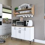 Coffee Corner Multi-purpose Cabinet 4 Doors Kitchen Cabinet White - Basket Walnut