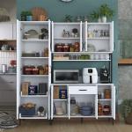 Multi-Purpose Cabinet 10 Doors 1 Drawer Kitchen Pantry Cabinet White