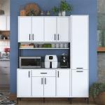 Multi-purpose Cabinet with 10 Doors and 1 Drawer, Kitchen Pantry Cabinet, White