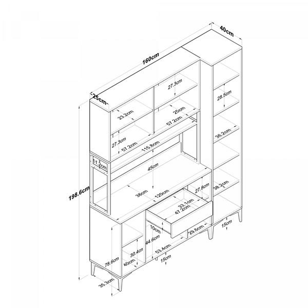 Multi-purpose Cabinet with 10 Doors and 1 Drawer, Kitchen Pantry Cabinet, White