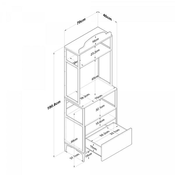 Lighted Coffee Corner Drawer Multifunctional Kitchen Cabinet Basket Walnut