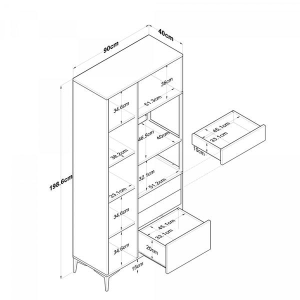 Multi-Purpose Cabinet with 2 Doors and 3 Drawers, Kitchen Pantry Cabinet, White