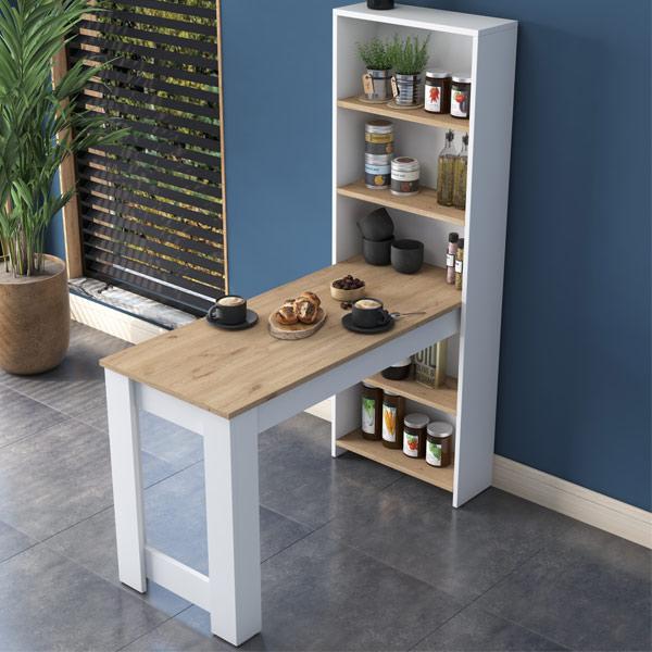 Decorative Dining Table with Shelf – Walnut and White Finish