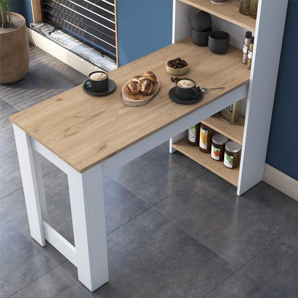 Decorative Dining Table with Shelf – Walnut and White Finish