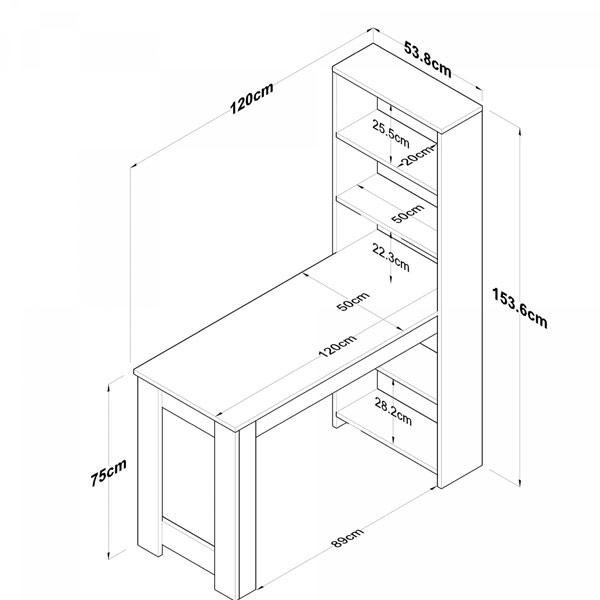 Decorative Dining Table with Shelf – Walnut and White Finish