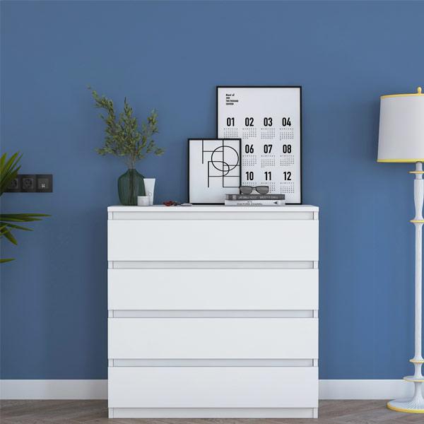 Dresser with 4 Drawers for Bedroom or Nursery - White, 91 x 80 cm