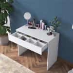 Makeup Vanity Table with Single Drawer and Jewelry Organizer – White