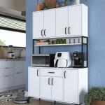 Multi-purpose Cabinet 8 Doors 1 Drawer Pantry Kitchen Cabinet White